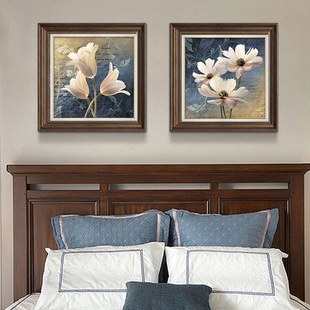 卧室画床头挂画装饰画主卧客厅美式墙面温馨壁画餐厅欧式油画高级