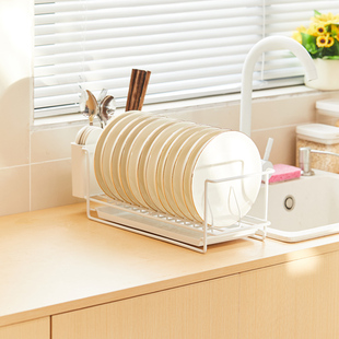 厨房碗碟收纳架家用小型橱柜内置物架放碗筷架子单层碗盘沥水架