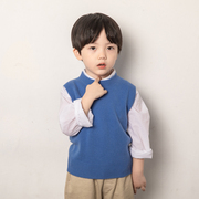 儿童马甲冬季加厚外穿男童100%羊毛女童针织背心，韩版小学生秋冬潮