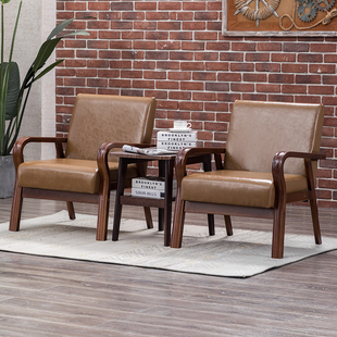 简约现代办公室休息区商务会客贵宾接待洽谈单人小沙发椅茶几组合