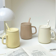 马克杯带盖勺杯子陶瓷简约北欧ins风咖啡牛奶杯男女学生家用办公