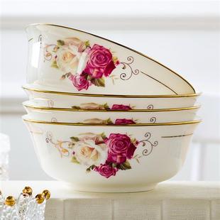 景德镇金边餐具套装的碗，6寸面碗面条碗，汤面碗家用日式骨瓷陶瓷碗
