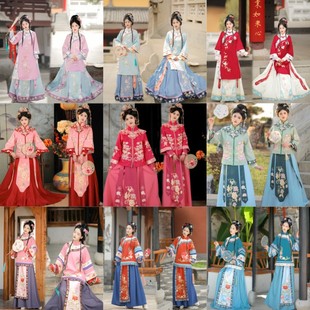 复古中式婚礼喜娘服复袖，清朝古装女格格，服摄影中国风晚清秀禾