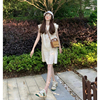 重工花朵刺绣镂空白色小飞袖连衣裙小个子减龄宽松娃娃裙子女夏季