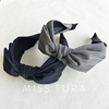 Miss Tura韩国进口大号蝴蝶结质感发箍 深藏蓝色灰色束发头箍