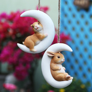 户外花园装饰 小猫秋千挂件幼儿园庭院创意可爱兔子装饰品摆件