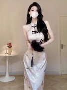 新中式国风绝美旗袍改良年轻款少女盘扣挂脖日常可穿包臀连衣裙夏