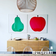 my北欧ins简约现代艺术，小众水果挂画红苹果装饰画，工作室装修海报