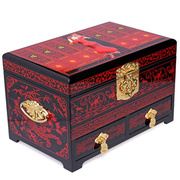 平遥推光漆器首饰盒木质中式复古手饰盒收纳盒嫁妆梳妆盒实用结婚