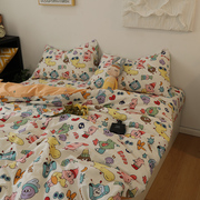 北欧简约卡通儿童可爱床上四件套全纯棉，1h.5m被套床单三件套1.8米