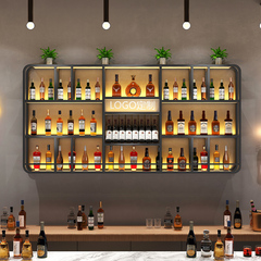 新中式酒吧铁艺展示架创意餐厅红酒架子吧台酒柜靠墙壁挂式置物架