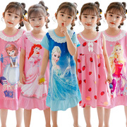 夏季儿童睡裙小女孩短袖薄款纯棉，公主宝宝女童，吊带睡衣卡通家居服