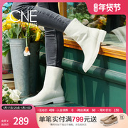 CNE秋冬时尚休闲圆头拉链纯色简约短靴中跟女靴2T33002