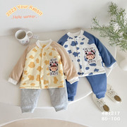 安阳童装玥儿兔婴儿薄棉衣套装全棉儿童保暖衣服两件套秋质感时尚