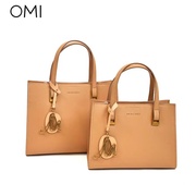 OMI欧米通勤牛皮手提包时尚简约OL休闲斜挎方形女包商场同款