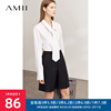 Amii2023秋季白衬衫女领带衬衣设计感小众上衣职业装漂亮小衫