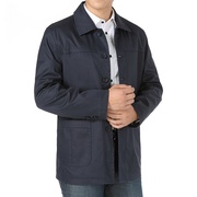 中年男士春秋季外套，大码全棉夹克中老年爸爸装父亲，休闲纽扣茄克衫