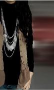 日韩国时尚个性潮人百搭秋冬简约气质银色，多层树叶长款项链毛衣链