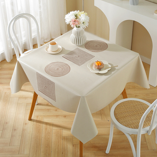 简欧餐桌布台布家用pvc方桌小桌正方防水防烫防油免洗桌布高级感