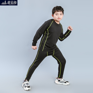 胖男童速干衣运动套装足球，篮球服打底紧身衣青少年，男孩体能训练服