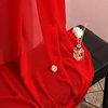 大红色雪纺窗帘纱帘纯色，遮光布料卧室装饰隔断帘婚庆婚礼婚房纱帘