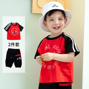 男童短袖套装2024儿童半袖T恤运动两件套宝宝洋气卡通夏装潮