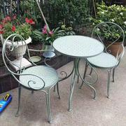 户外花园露台庭院街边小酒馆法式英国复古做旧桌椅组合1桌2椅绿白
