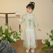 汉服女童春季儿童古风套装，小女孩中国风，新中式裤子两件套宝宝唐装