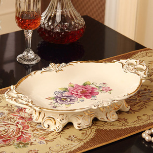 奢华欧式陶瓷水果盘家用客厅创意茶几装饰摆件糖果盘干果盘零食盘