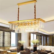 长方形餐厅吊灯金色，水晶吊灯后现代设计师灯具，吧台水晶灯客厅灯