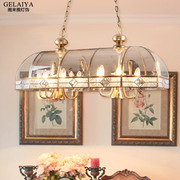 美式餐厅灯复古长方形，欧式厨房吧台，吊灯长条形灯具茶室全铜灯饰
