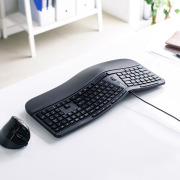 日本SANWA人体工学键盘无线蓝牙带腕托一体游戏办公家用有线背光