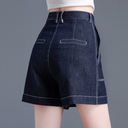 a字牛仔短裤女夏季薄款2024女士，欧货高腰设计感阔腿宽松热裤