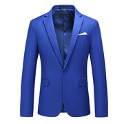 宝蓝色男士大码单西外套房地产员工服纯色西装英伦彩色修身西服