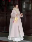 新中式粉色呢子大衣中长款高级感超好看毛呢外套，冬装女2024年
