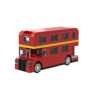 兼容乐高国产小颗粒积木moc 伦敦双层观光巴士模型拼插益智玩具