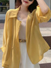 黄色雪纺防晒衬衫女士2023夏季宽松显瘦衬衣气质休闲轻薄外套上衣