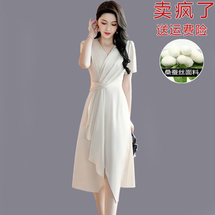 杭州真丝连衣裙女夏季2023年高端名牌，奢华大牌气质桑蚕丝裙子