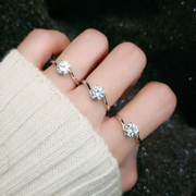 仿真钻石戒指女小众简约潮克拉六爪合金，锆石仿莫桑石求婚(石求婚)结婚指环