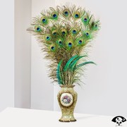 欧式艺术摆件创意家居装饰品客厅，电视柜工艺品插干花孔雀羽毛花瓶