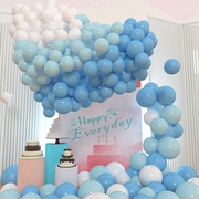 加厚版马卡龙蓝色气球儿童百日宴周岁生日幼儿园布置场景装饰汽球