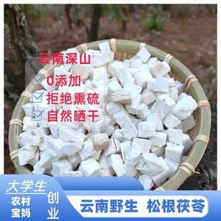 云南野生松根白茯苓块茯苓片中药材山区农家自然晾晒无硫熏食用云