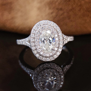宝创集50分GIA证书天然钻石戒指18k金椭圆形鸽子蛋求婚结婚戒指女