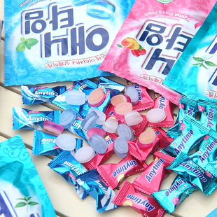 韩国进口lotte乐天三合一牛奶三层夹心清凉薄荷糖木糖醇硬糖零食