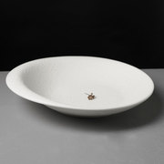 餐厅陶瓷菜盘石纹卷边汤盘创意西餐盘法式纯白餐具高档会所菜盘
