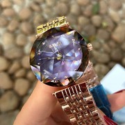  带士手表紫色个性潮流女表时尚不锈钢圆形石英普通国产腕表