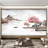 中式电视背景墙壁画2022年墙纸客厅卧室影视墙布山水壁纸壁布