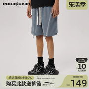rocawear美式潮牌金属拉链，拼接运动短裤，宽松直筒休闲五分裤子男