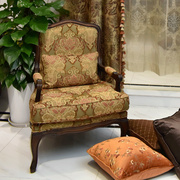 美式复古沙发椅红色实木雕花法式奢华风格卧室阳台客厅单人老虎椅