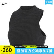 nike耐克2024春女子背心，企领罗纹短款紧身无袖t恤fn3678-010